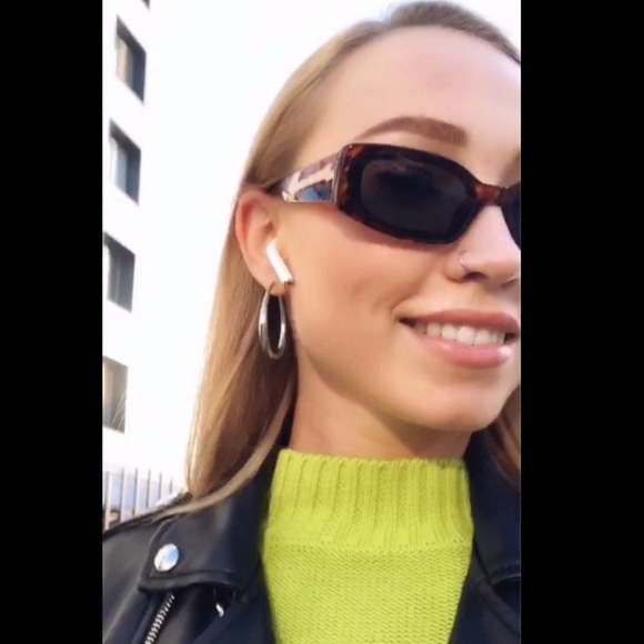 Vintage rectangle slim cat eye sunglasses tortoise - Picture 5 of 8